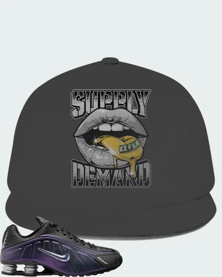 Nike Shox R4 Black Metallic Silver Purple Dynasty Matching Hat