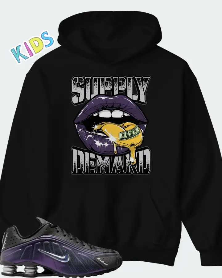 Nike Shox R4 Black Metallic Silver Purple Dynasty Matching Kid's Hoodie