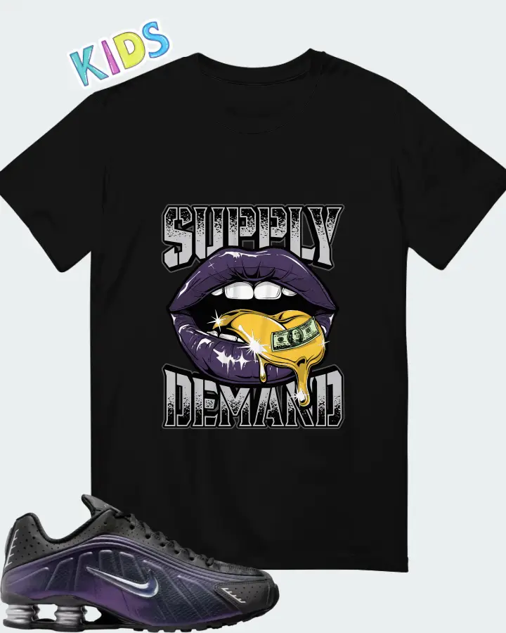 Nike Shox R4 Black Metallic Silver Purple Dynasty Matching Kid's T-Shirt