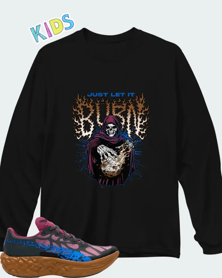 Salehe Bembury x Puma Velum Nitro Magenta Gleam Matching Kid's Long Sleeve T-Shirt