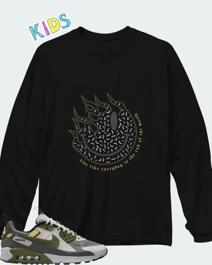 Nike Air Max 90 Drift Cargo Khaki Matching Kid's Long Sleeve T-Shirt