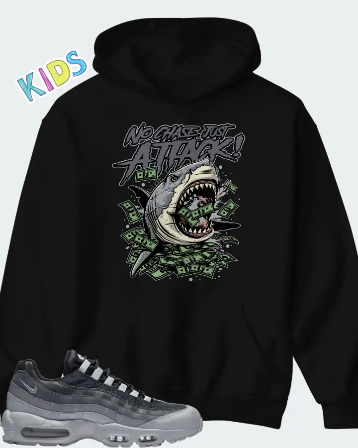 Nike Air Max 95 Wolf Grey Cool Grey Dark Grey Matching Kid's Hoodie