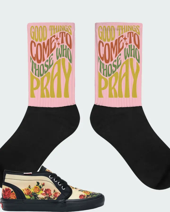 Vans Chukka Sneaker Matching Pink Socks - Good Things Come To Those Who Pray