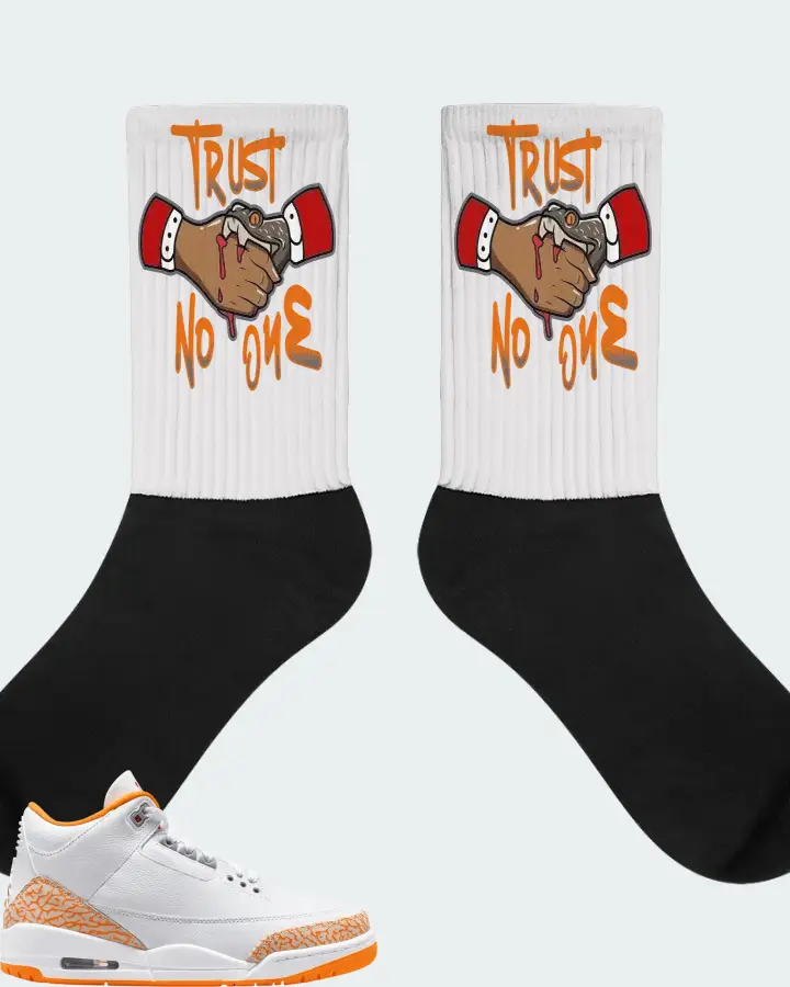 Air Jordan 3 Orange Citrus Sneaker Matching White Socks - Trust No One
