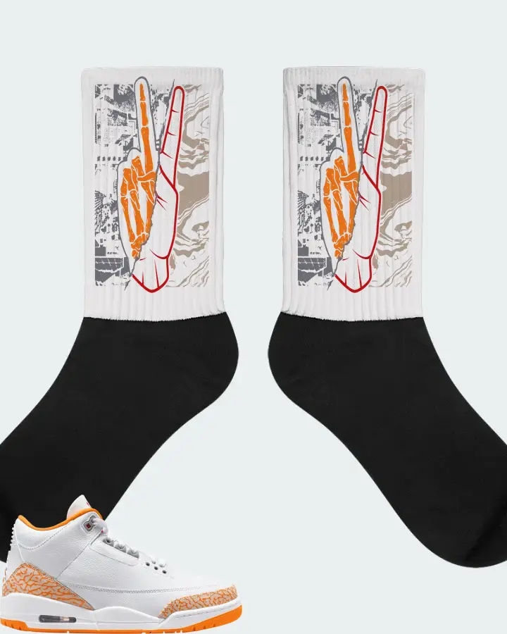 Air Jordan 3 Orange Citrus Sneaker Matching White Socks - Peace of mind