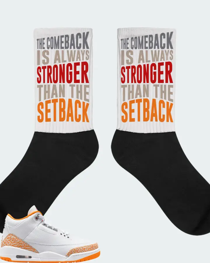 Air Jordan 3 Orange Citrus Sneaker Matching White Socks - The Comeback