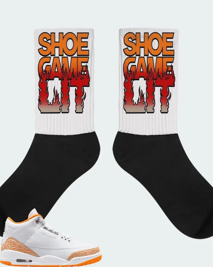 Air Jordan 3 Orange Citrus Sneaker Matching White Socks - Shoe Game Lit Refreshed