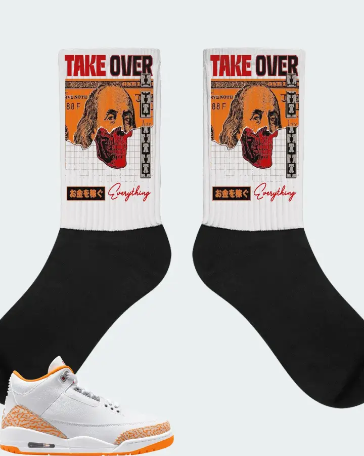 Air Jordan 3 Orange Citrus Sneaker Matching White Socks - Take Over
