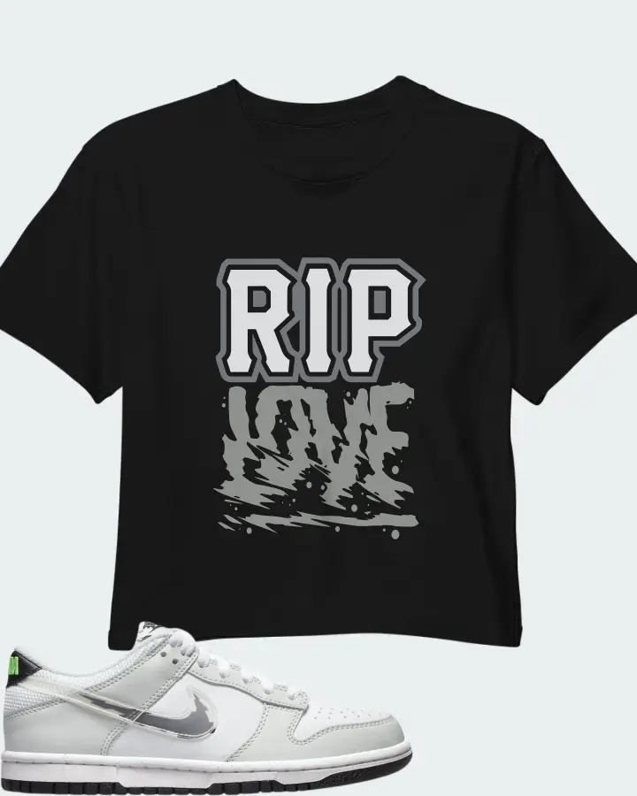 Nike Dunk Low Glitch Swoosh White Grey (GS) Matching Crop Top