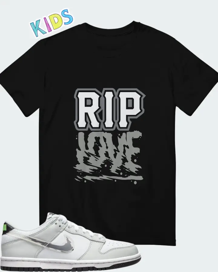 Nike Dunk Low Glitch Swoosh White Grey (GS) Matching Kid's T-Shirt