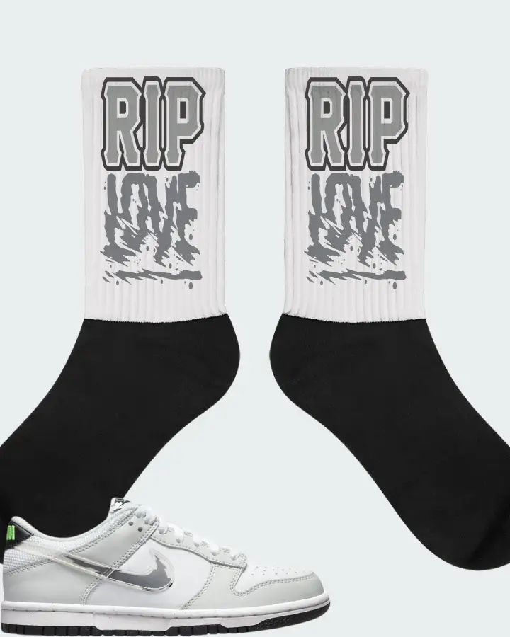 Nike Dunk Low Glitch Swoosh White Grey (GS) Matching Socks