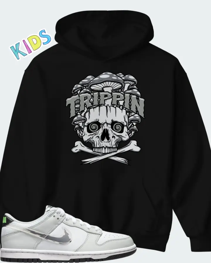 Nike Dunk Low Glitch Swoosh White Grey (GS) Matching Kid's Hoodie