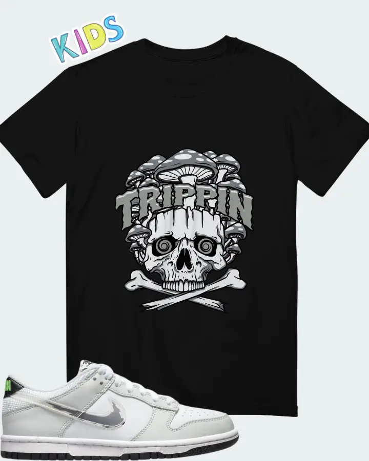 Nike Dunk Low Glitch Swoosh White Grey (GS) Matching Kid's T-Shirt