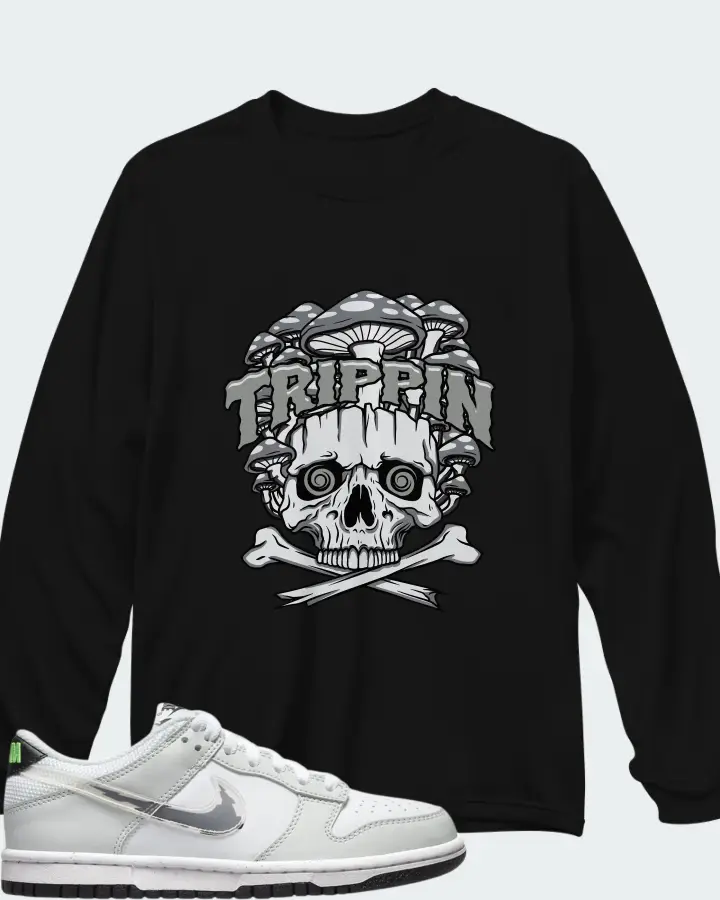 Nike Dunk Low Glitch Swoosh White Grey (GS) Matching Long Sleeve T-Shirt