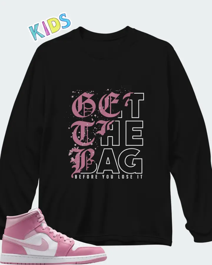 Air Jordan Jordan 1 Mid Elemental Pink Iced Carmine Matching Kid's Long Sleeve T-Shirt