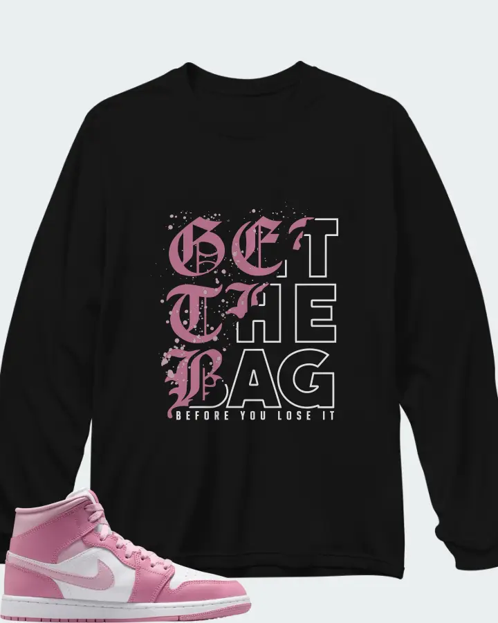 Air Jordan Jordan 1 Mid Elemental Pink Iced Carmine Matching Long Sleeve T-Shirt