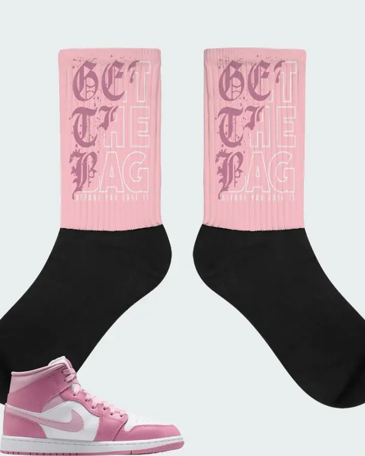 Air Jordan Jordan 1 Mid Elemental Pink Iced Carmine Matching Socks