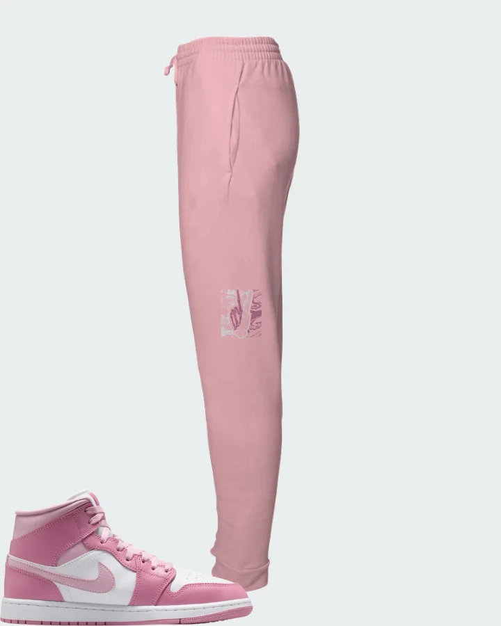 Air Jordan Jordan 1 Mid Elemental Pink Iced Carmine Matching Joggers
