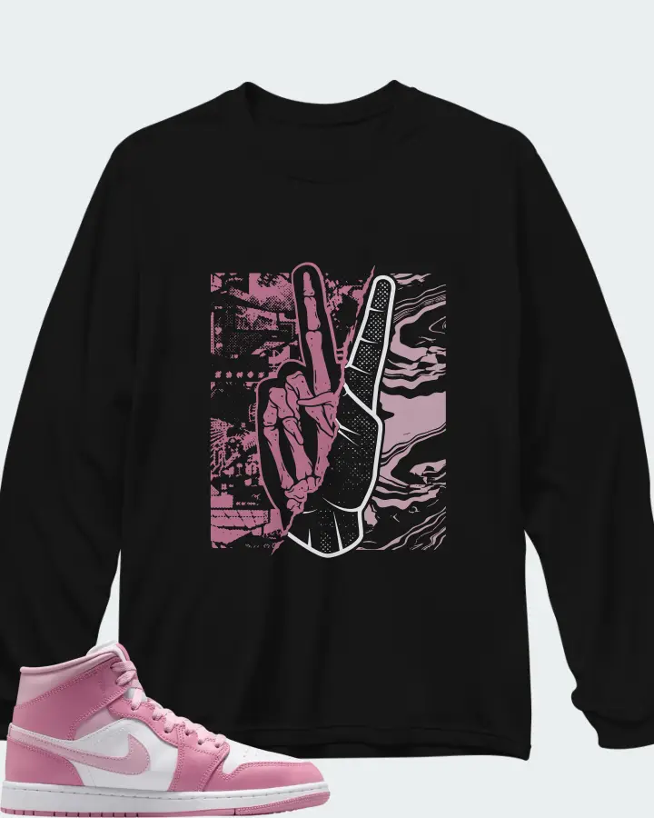 Air Jordan Jordan 1 Mid Elemental Pink Iced Carmine Matching Long Sleeve T-Shirt