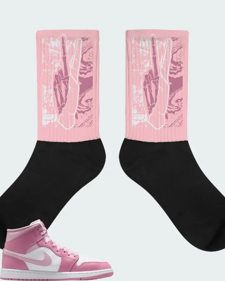 Air Jordan Jordan 1 Mid Elemental Pink Iced Carmine Matching Socks