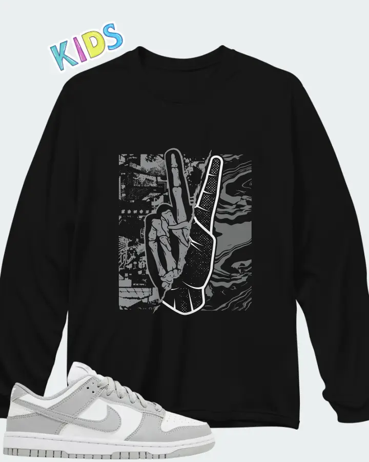 Nike Dunk Low Next Nature Light Smoke Grey Matching Kid's Long Sleeve T-Shirt