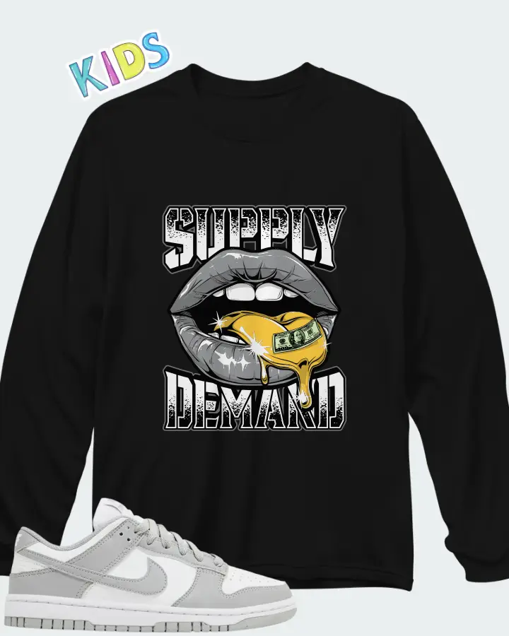 Nike Dunk Low Next Nature Light Smoke Grey Matching Kid's Long Sleeve T-Shirt