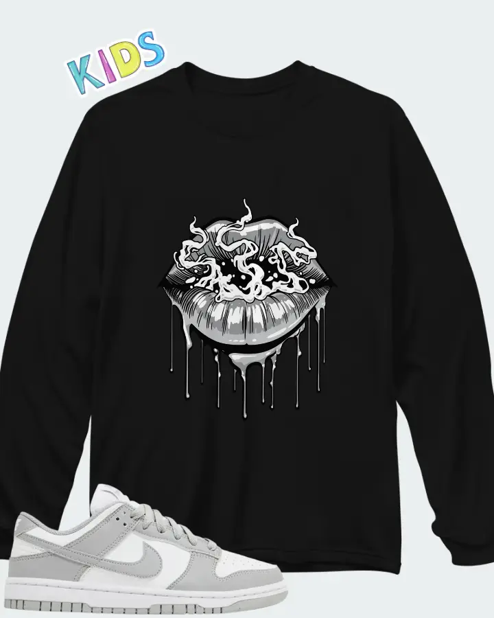 Nike Dunk Low Next Nature Light Smoke Grey Matching Kid's Long Sleeve T-Shirt