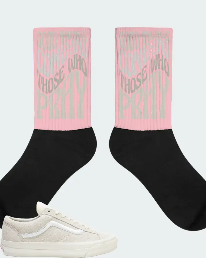 Vans Og Style 36 LX Sneaker Matching Pink Socks - Good Things Come To Those Who Pray
