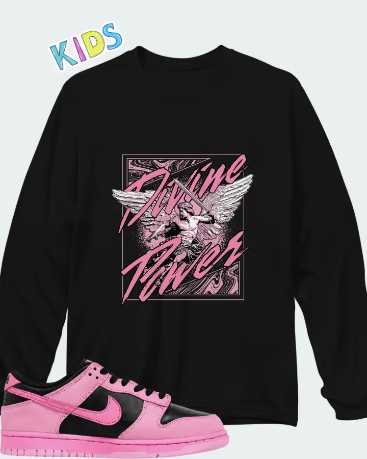 Nike Dunk Low SE Pink Rise Matching Kid's Long Sleeve T-Shirt