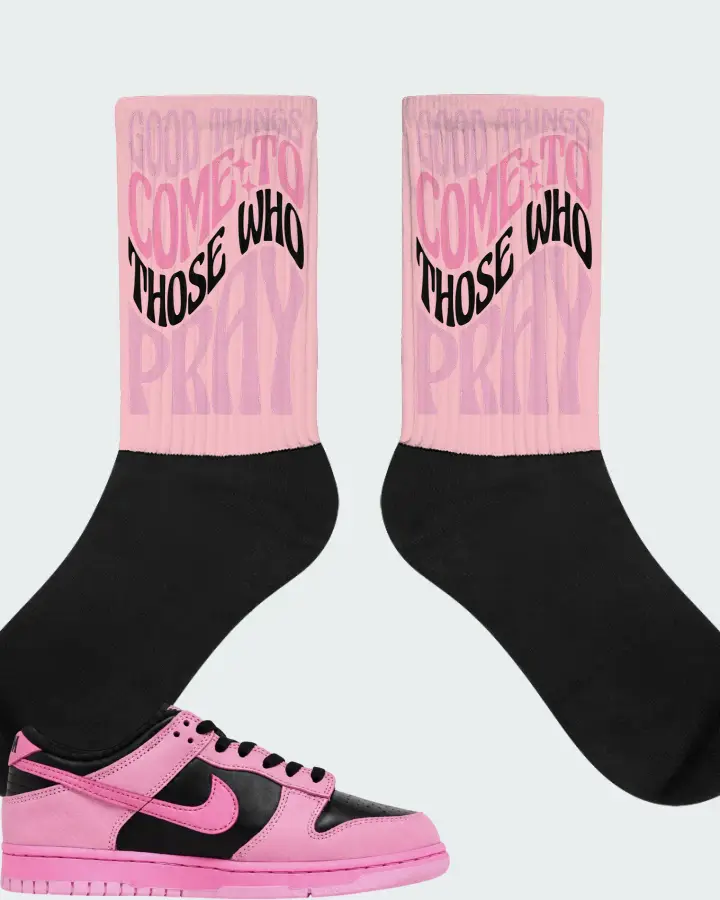 Nike Dunk Low SE Pink Rise Sneaker Matching Pink Socks - Good Things Come To Those Who Pray
