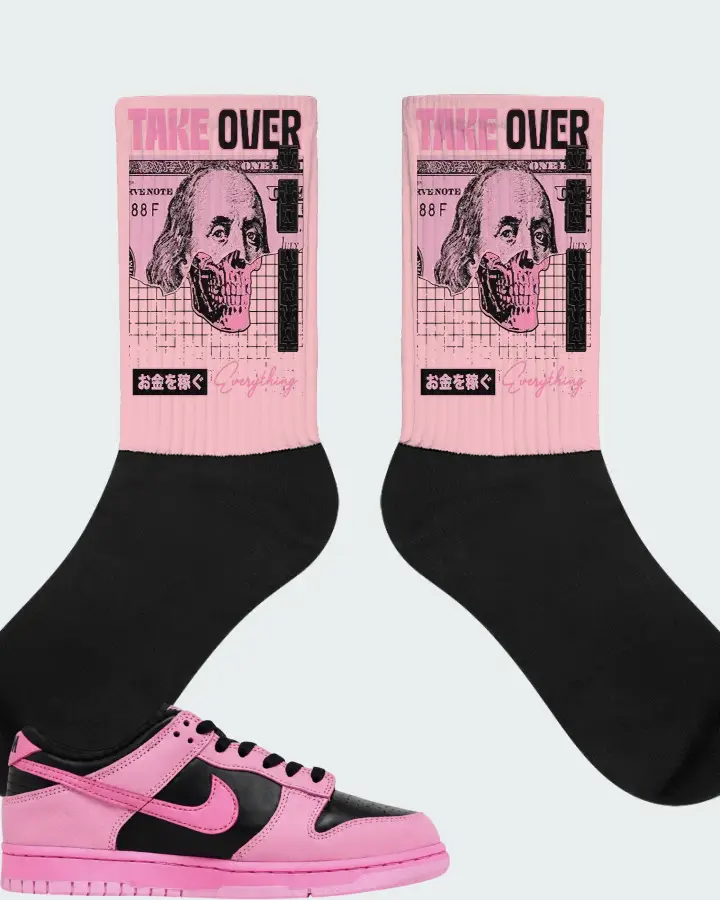 Nike Dunk Low SE Pink Rise Sneaker Matching Pink Socks - Take Over