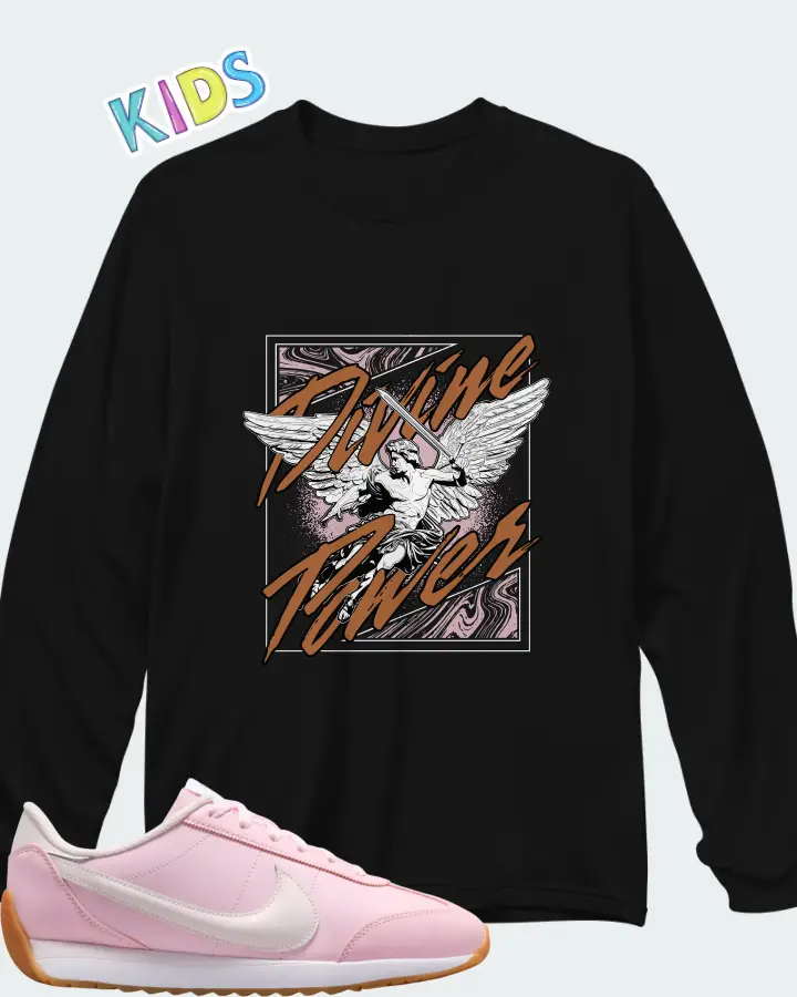Nike Pacific Leather SE Pink Foam Pearl Pink Gum Matching Kid's Long Sleeve T-Shirt