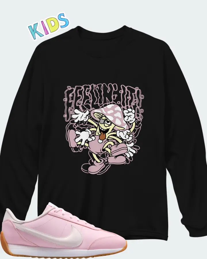 Nike Pacific Leather SE Pink Foam Pearl Pink Gum Matching Kid's Long Sleeve T-Shirt