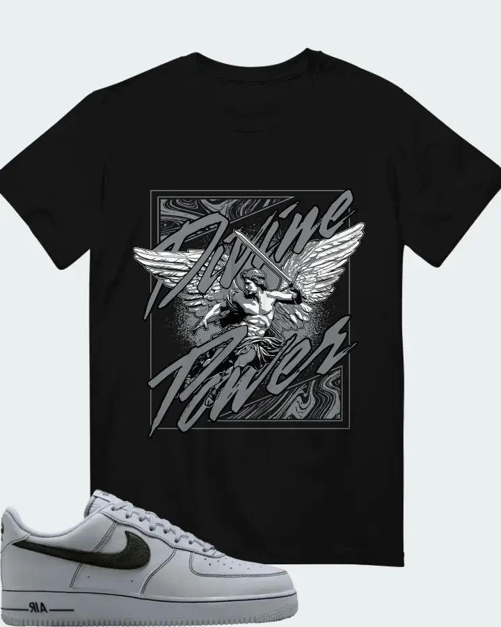 Nike Air Force 1 '07 LV8 Wolf Grey Black Matching T-Shirt