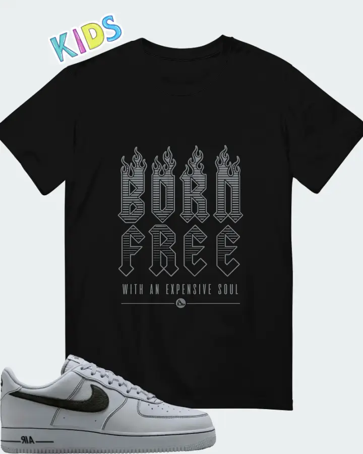 Nike Air Force 1 '07 LV8 Wolf Grey Black Matching Kid's T-Shirt