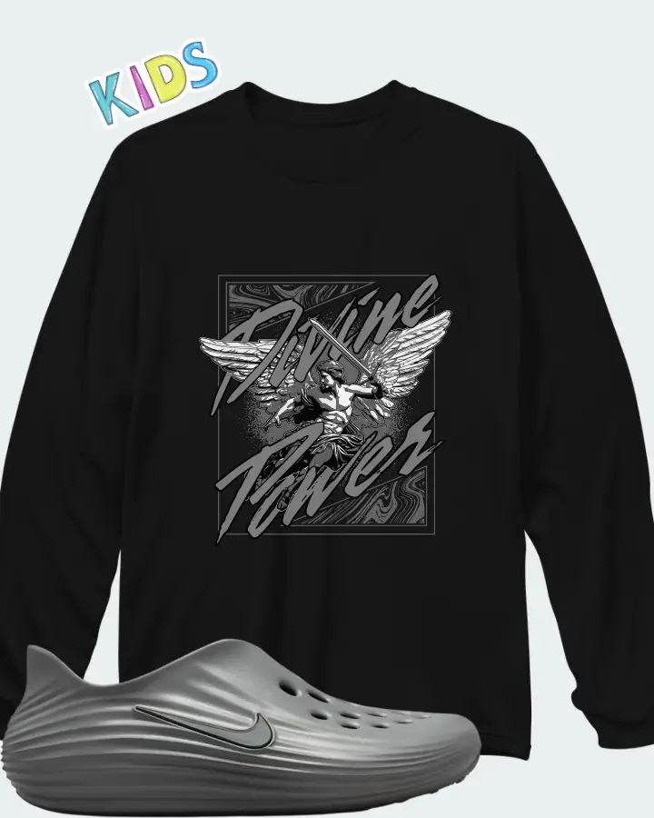 Nike ReactX Rejuven8 Smoke Grey Matching Kid's Long Sleeve T-Shirt