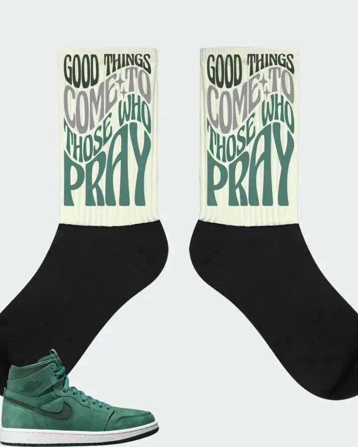 Jordan 1 High Zoom Air CMFT Sneaker Matching Citron Socks - Good Things Come To Those Who Pray