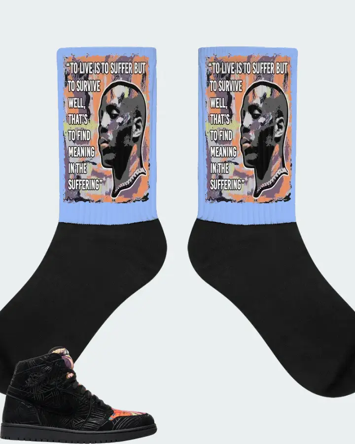 Jordan 1 Retro High Sneaker Matching Carolina Blue Socks - DMX Suffer Quote