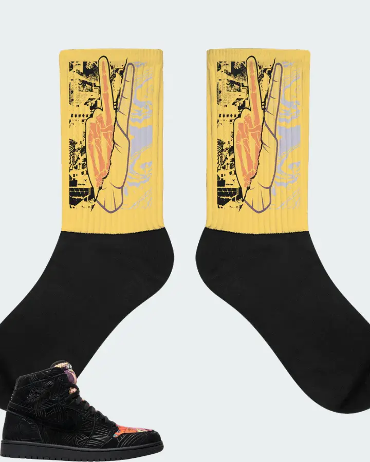 Jordan 1 Retro High Sneaker Matching Yellow Socks - Peace of mind