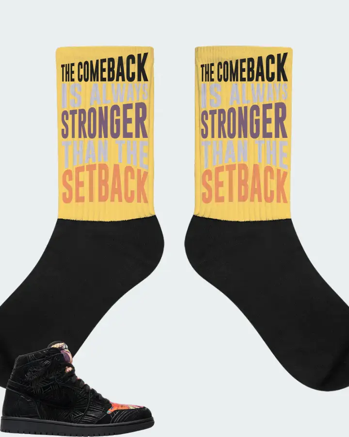 Jordan 1 Retro High Sneaker Matching Yellow Socks - The Comeback