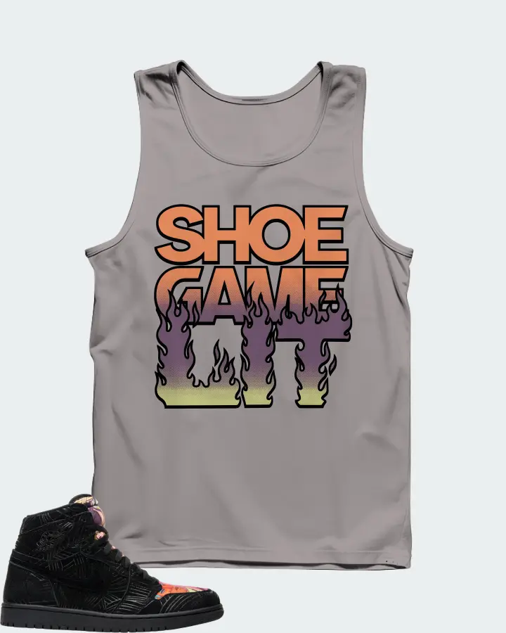 Jordan 1 Retro High Sneaker Matching Grey Tank Top - Shoe Game Lit Refreshed