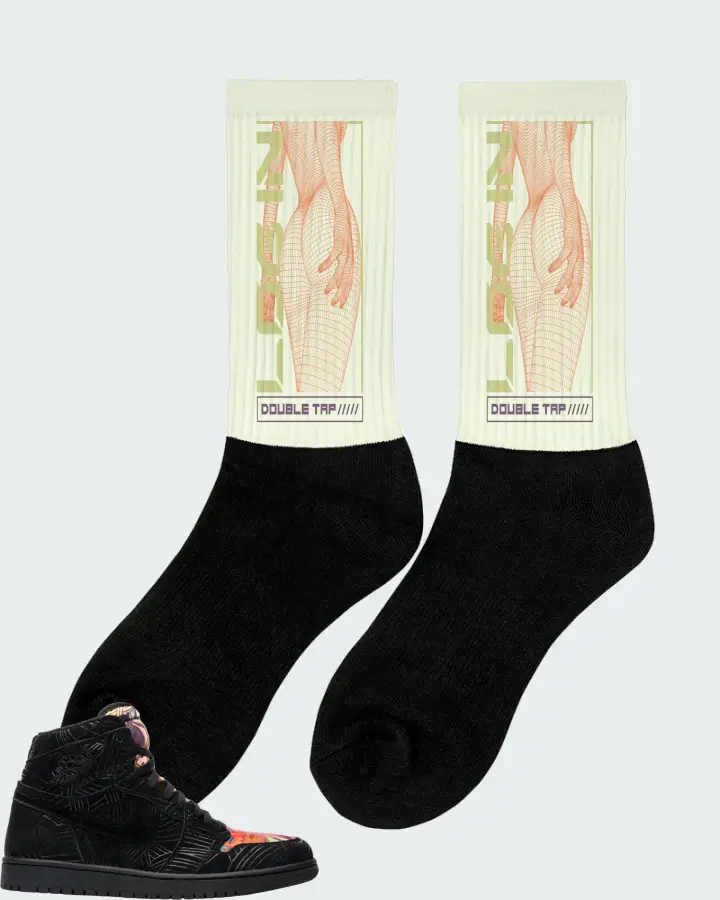 Jordan 1 Retro High Sneaker Matching Citron Socks (LOGIN) - View 3