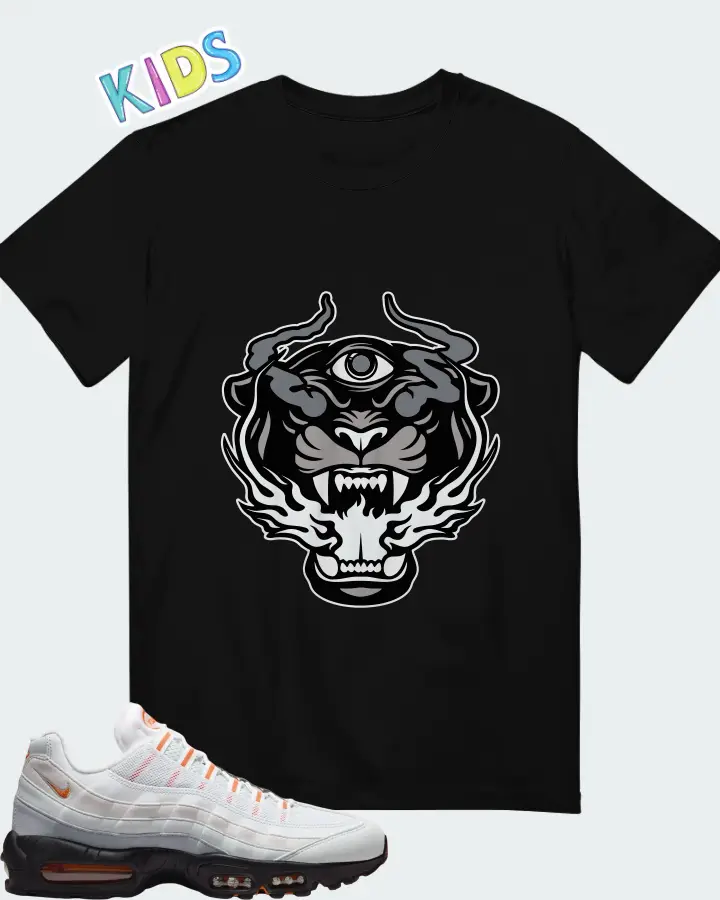 Nike Air Max 95 Wolf Grey Safety Orange Matching Kid's T-Shirt