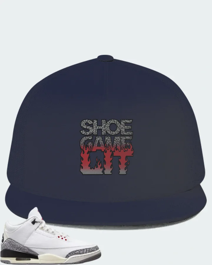 Jordan 3 Retro Sneaker Matching Navy Hat - Shoe Game Lit Refreshed