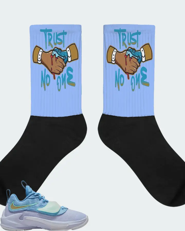 Nike Zoom Freak 3 Sneaker Matching Carolina Blue Socks - Trust No One