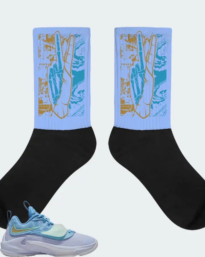 Nike Zoom Freak 3 Sneaker Matching Carolina Blue Socks - Peace of mind