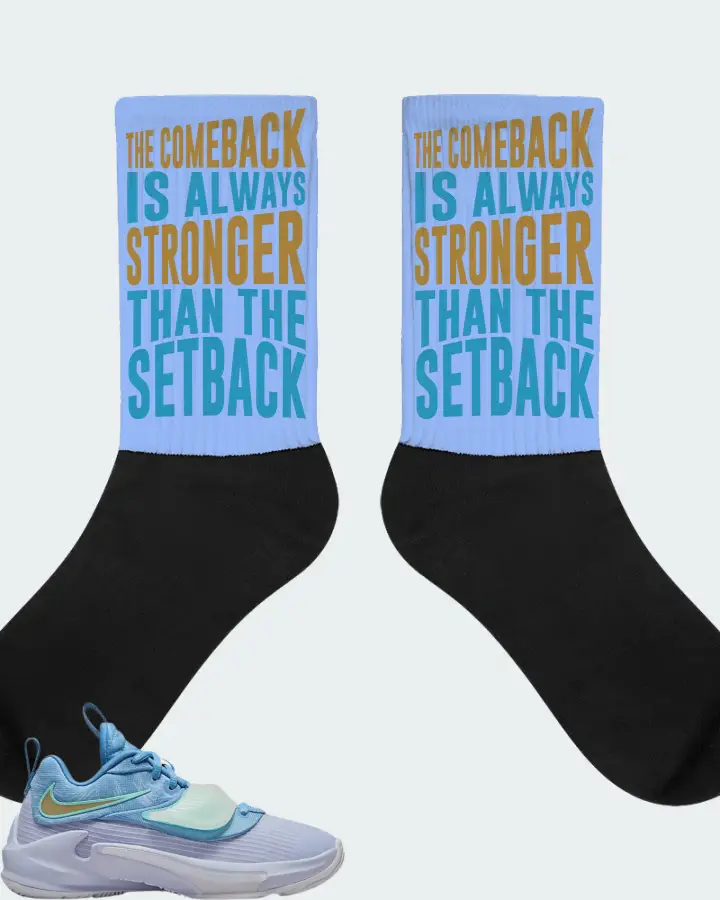 Nike Zoom Freak 3 Sneaker Matching Carolina Blue Socks - The Comeback