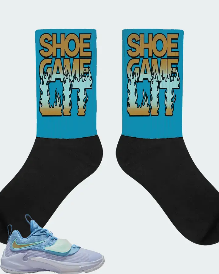 Nike Zoom Freak 3 Sneaker Matching Aqua Socks - Shoe Game Lit Refreshed