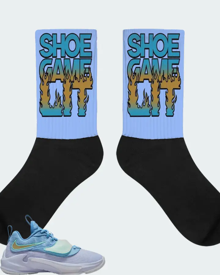 Nike Zoom Freak 3 Sneaker Matching Carolina Blue Socks - Shoe Game Lit Refreshed