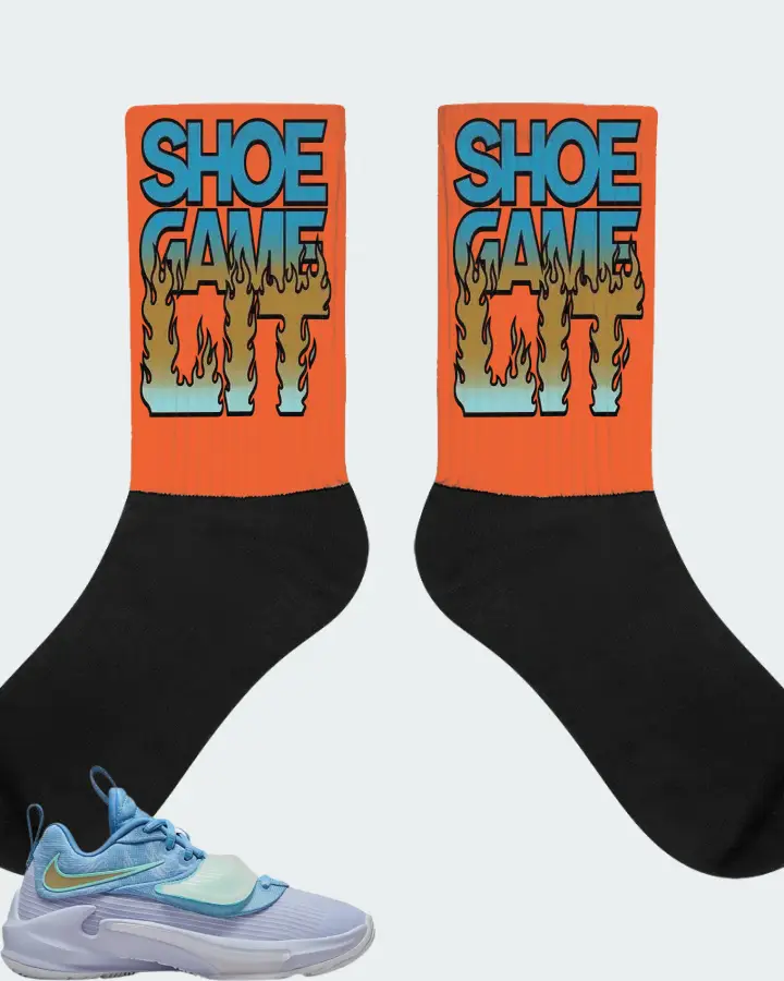 Nike Zoom Freak 3 Sneaker Matching Orange Socks - Shoe Game Lit Refreshed